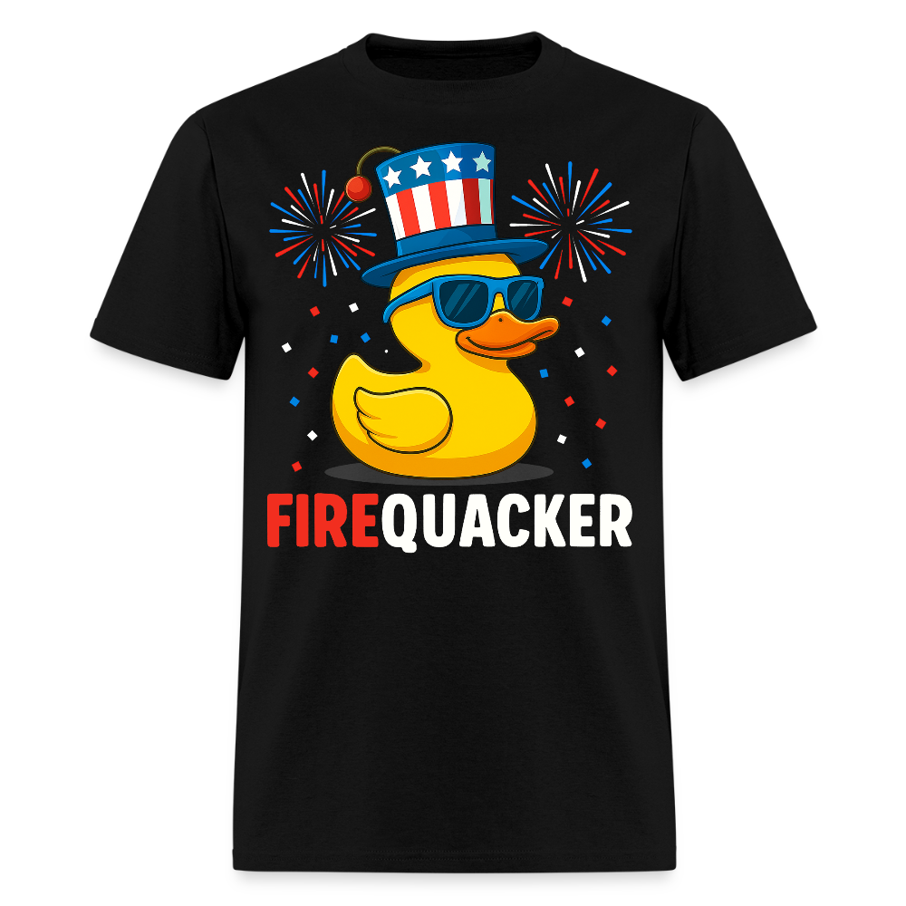 Funny Duck 4th Of July FireQuacker Patriotic T-Shirt - black