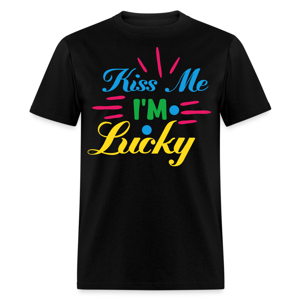 Funny Madri  Gras Tee Kiss Me I’m Lucky Irish T-shirt - black