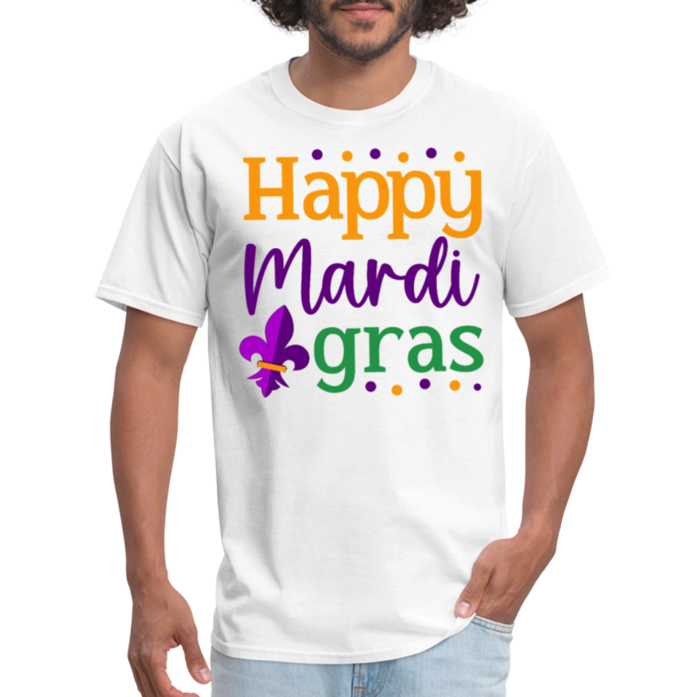 Colorful Mardi Gras Parade Tee Happy Mardi Gras T-shirt - white