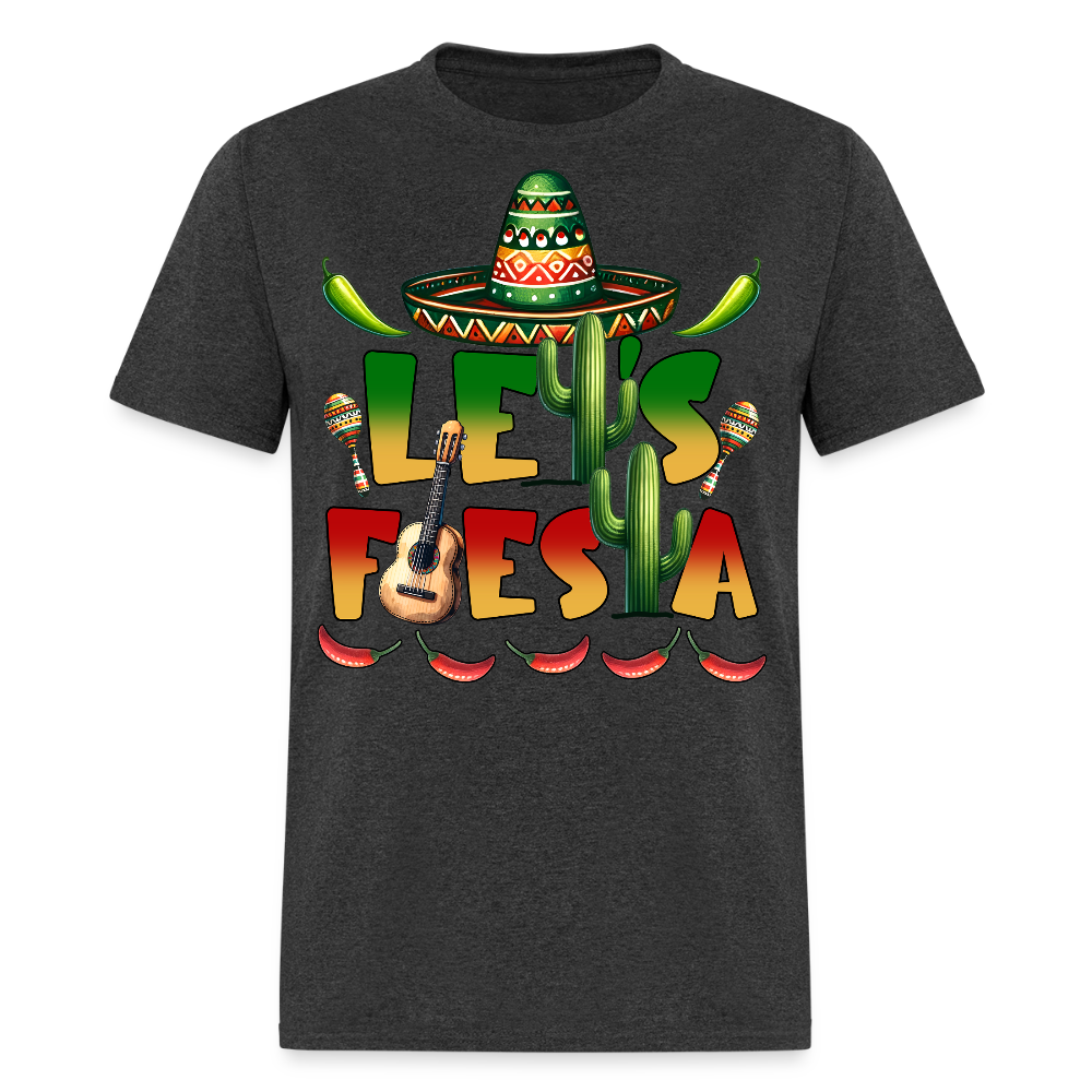 Let's Fiesta Mexican Shirt Sombrero And Cactus Party T-shirt - heather black