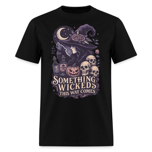 Something Wicked This Way Comes Witch Halloween T-Shirt - black