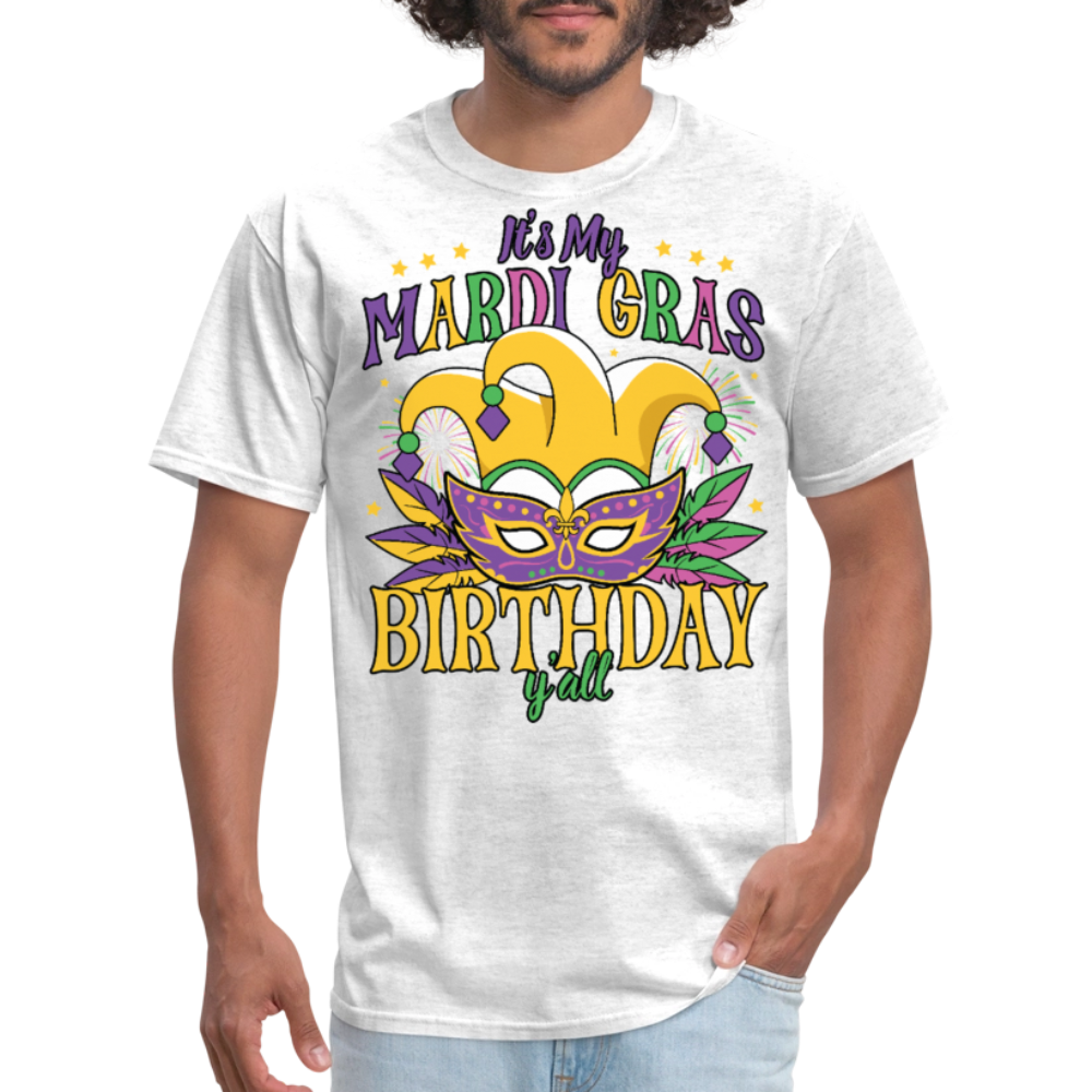 Funny Mardi Gras Birthday Party Outfit Mardi Gras Birthday Y'all T-shirt - light heather gray