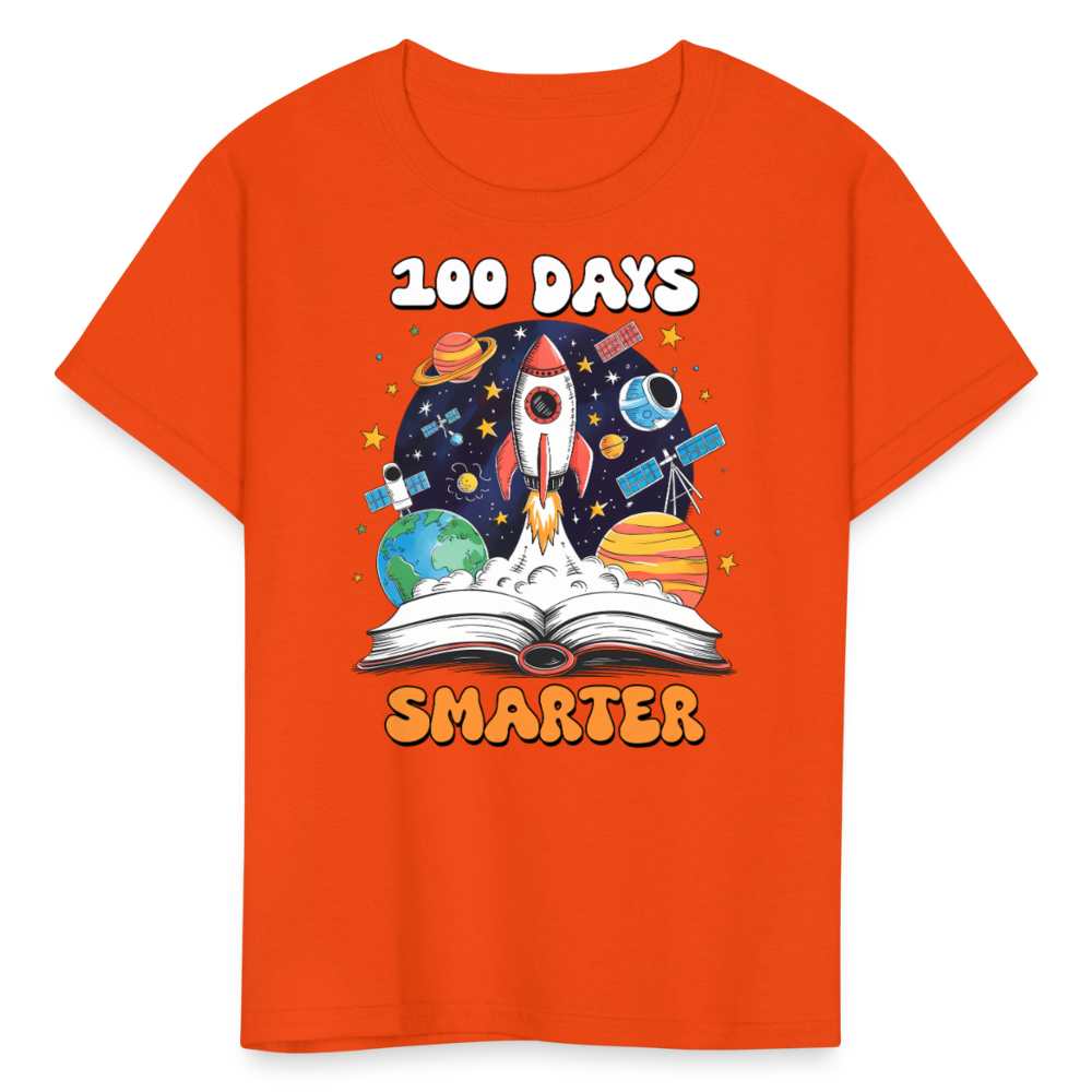 100 Days Smarter Space Themed STEM Learning Kids T-shirt - orange