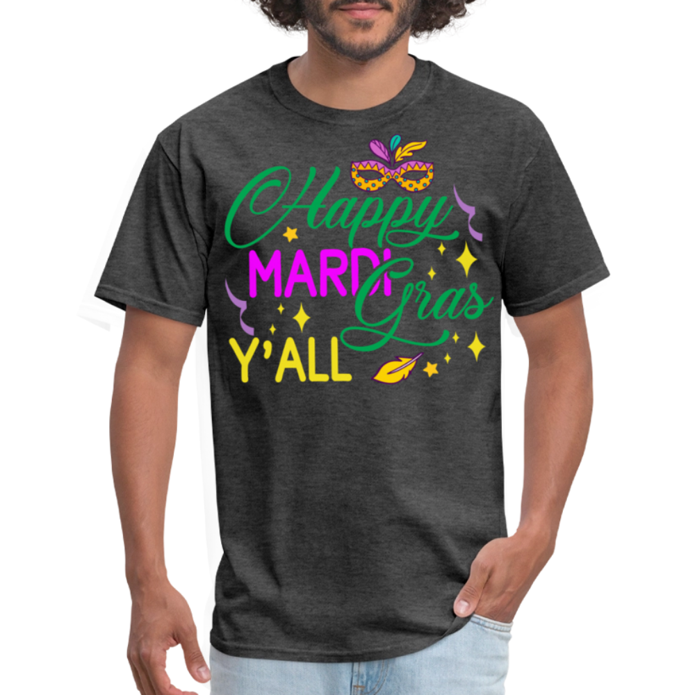 Louisiana Carnival Celebration Tee Happy Mardi Gras Y'all T-shirt - heather black