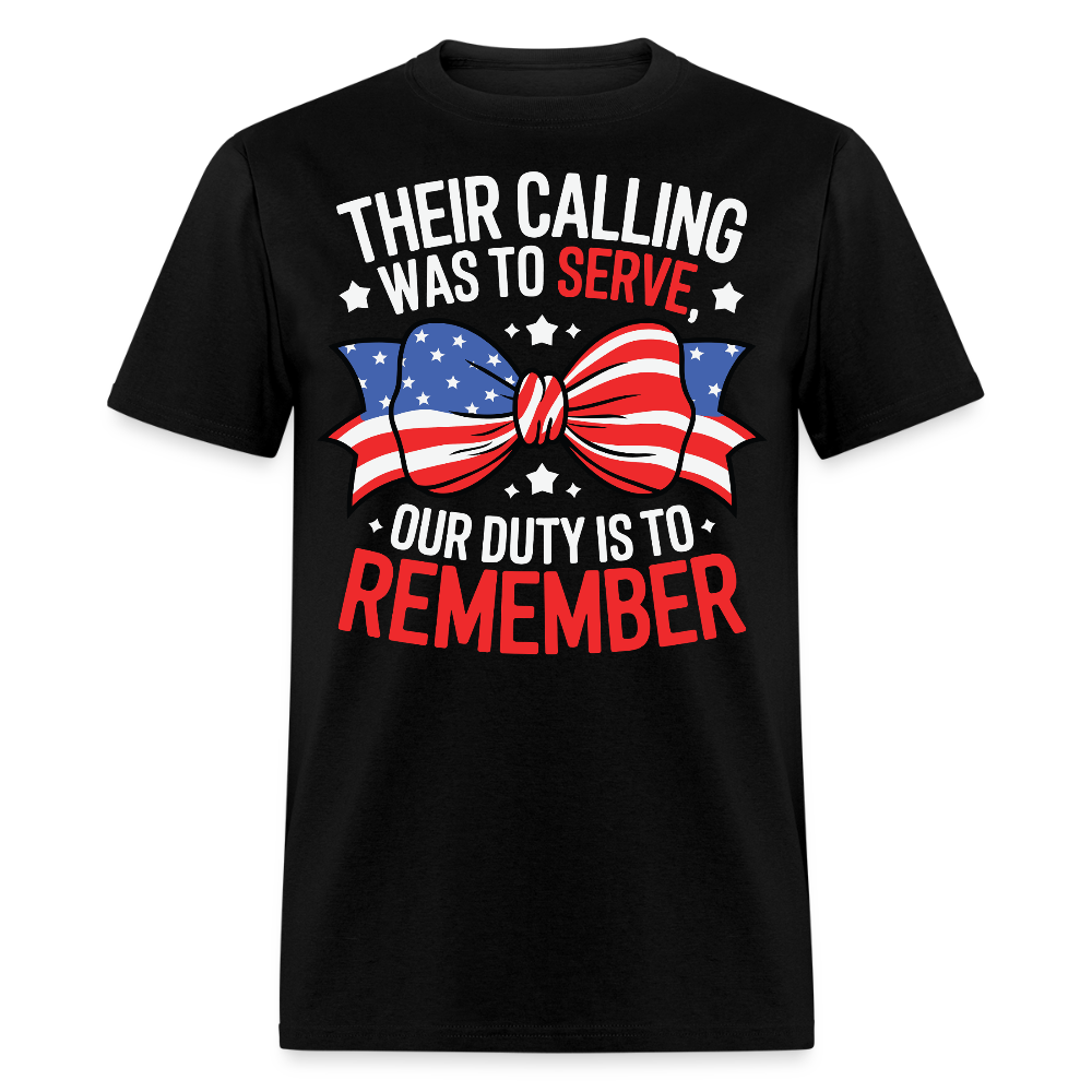 American Flag Bow Design Patriotic Memorial T-shirt - black