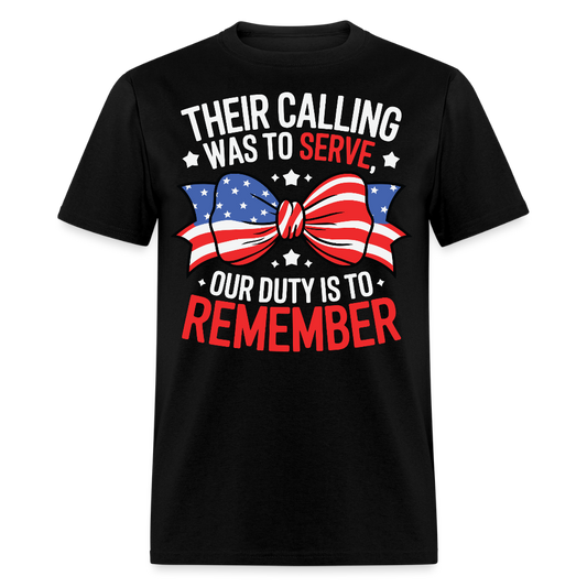 American Flag Bow Design Patriotic Memorial T-shirt - black