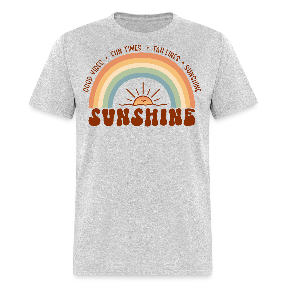 Good Vibes Retro Summer Fun Times Tan Lines Beach T-shirt - heather gray