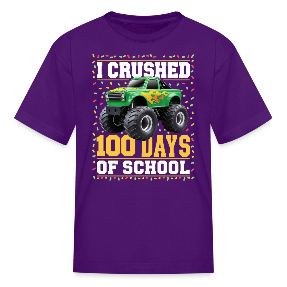 100 Days Of School Monster Truck Tee Kids 100th Day Of School T-shirt - purple