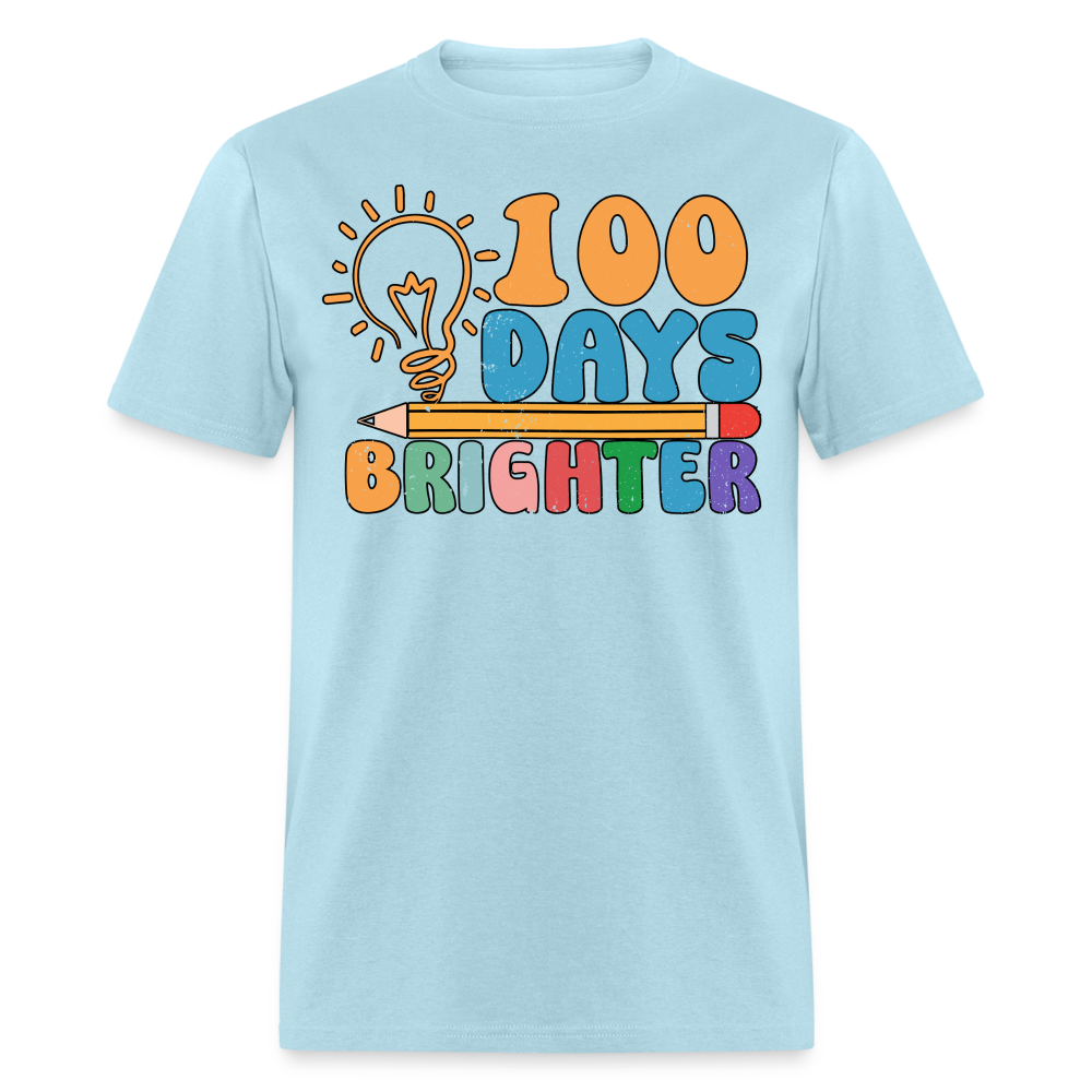 100 Days Brighter Shirt for Teachers Fun School Milestone T-Shirt - powder blue