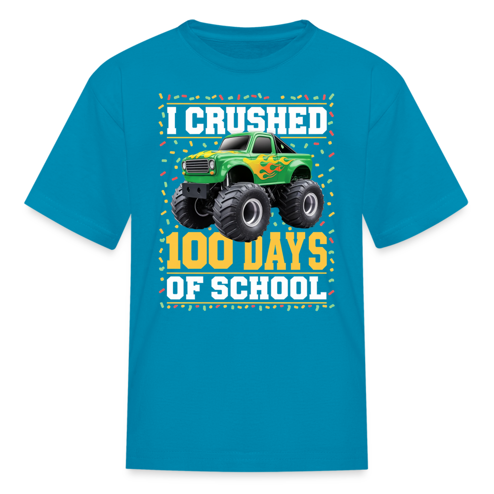 100 Days Of School Monster Truck Tee Kids 100th Day Of School T-shirt - turquoise