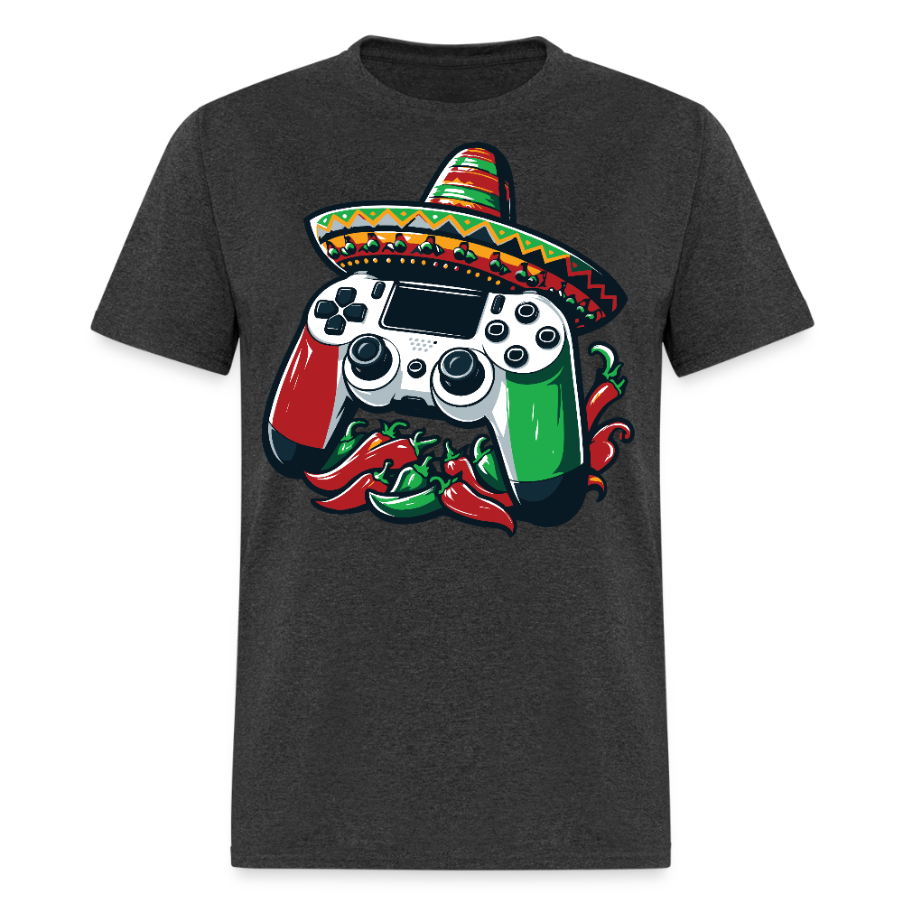 Gamer Controller With Sombrero Design Mexican Gamer T-shirt - heather black