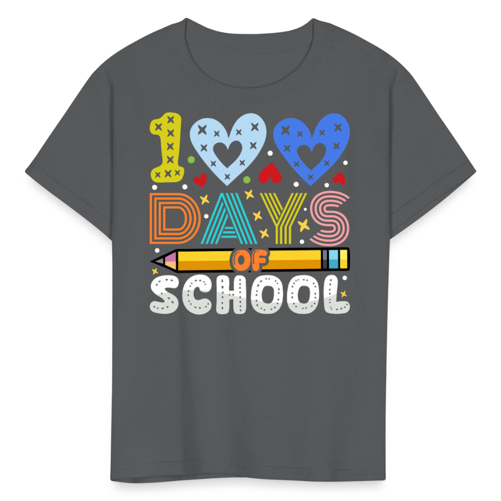 Kindergarten 100 Days Of School Shirt Students Appreciation Gifts T-Shirt - charcoal