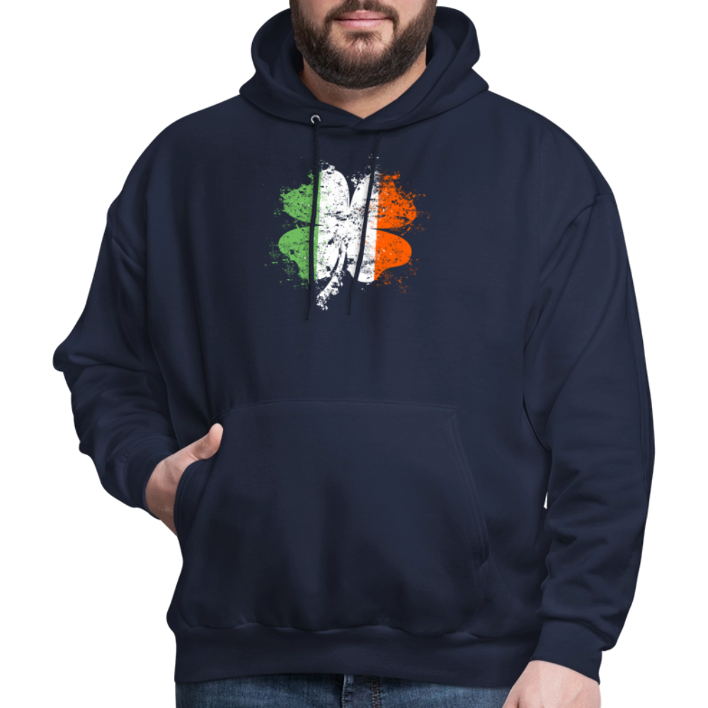 Irish Distressed Shamrock ST Patrick's Day Men's Hoodie - navy