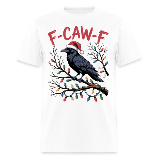 Funny Christmas Raven F-CAW-F Holiday T-Shirt - white
