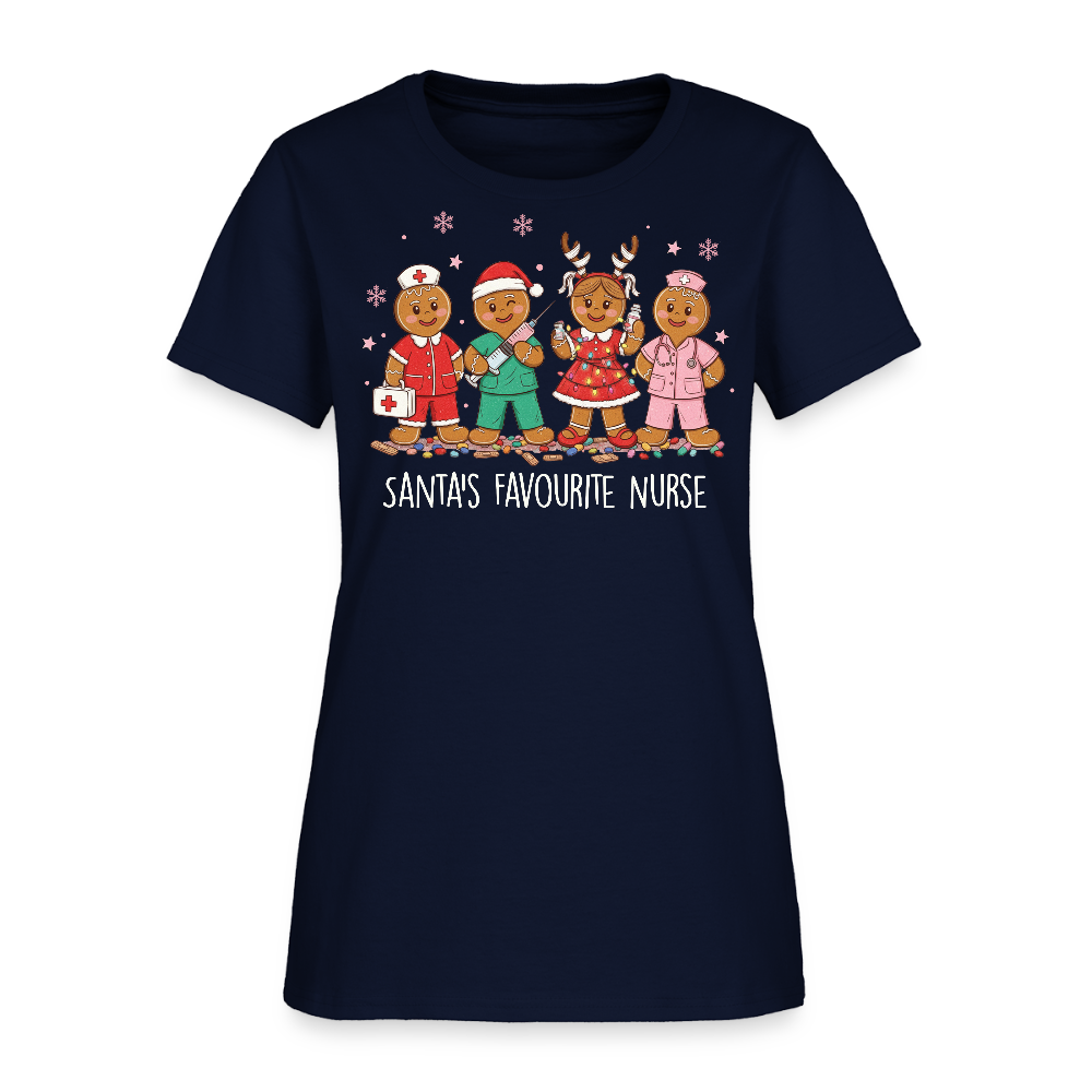 Santa’s Favourite Nurse Funny Christmas T-Shirt - navy