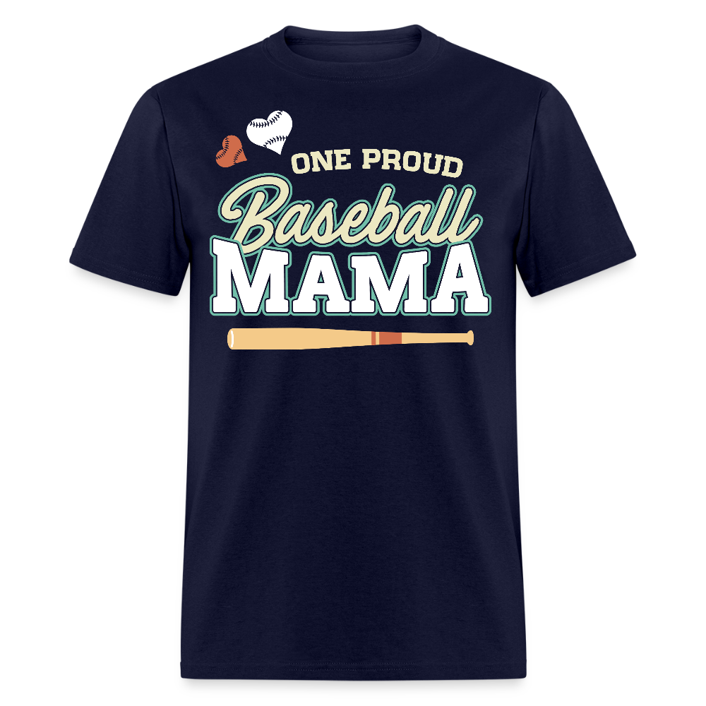 Proud Baseball Mama Sports Mom T-shirt - navy