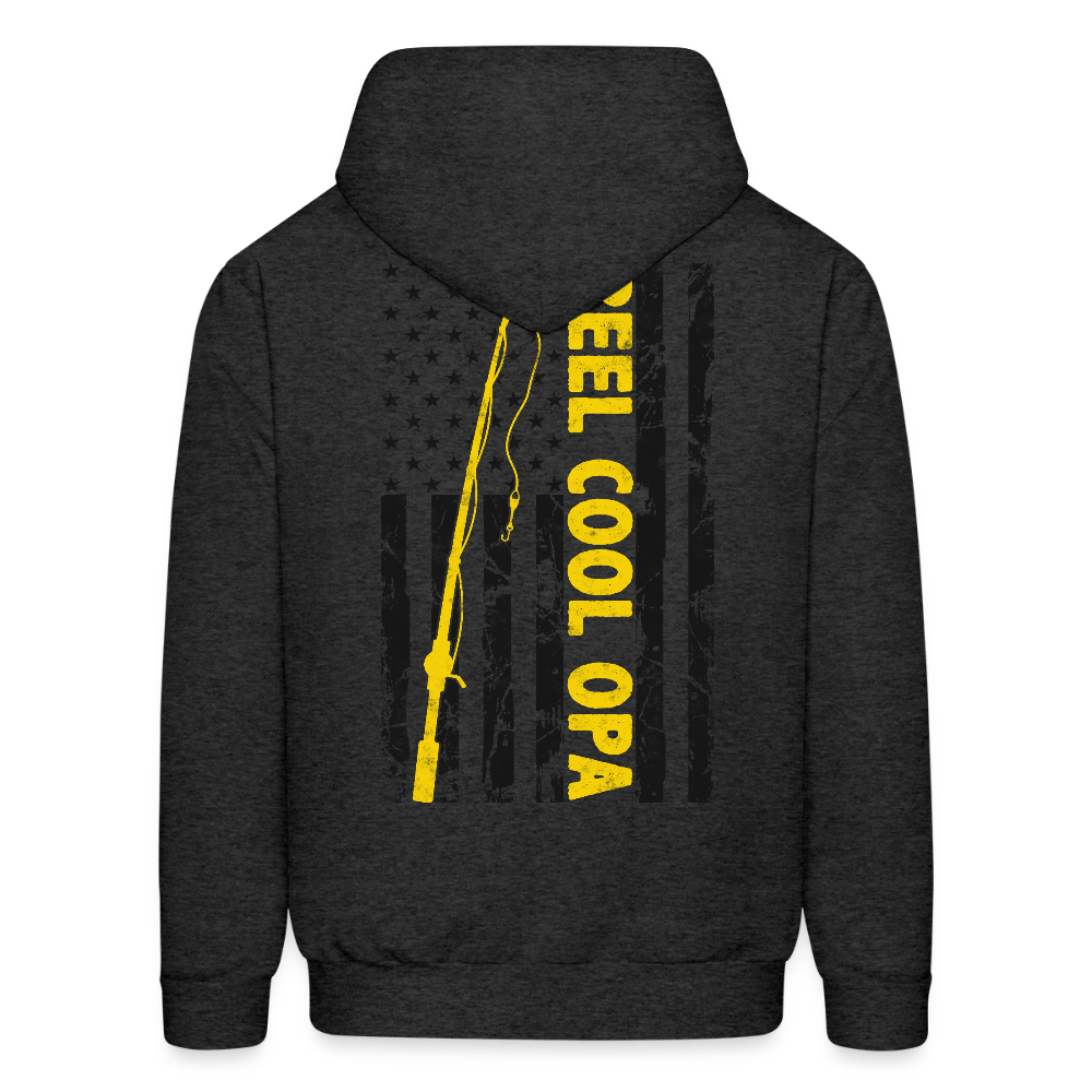 Reel Cool Opa American Flag Fishing Hoodie - charcoal grey