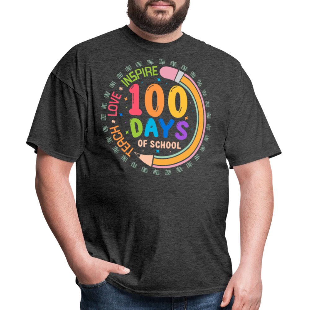 100th Days Of School Shirt For Teachers School Milestone Celebration T-shirt - heather black