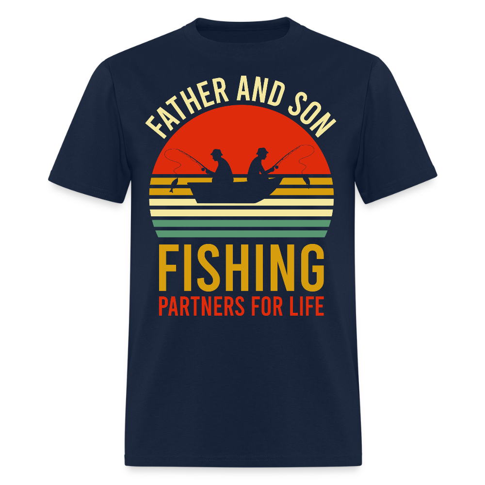 Father And Son Fishing Partners Gift T-Shirt - navy
