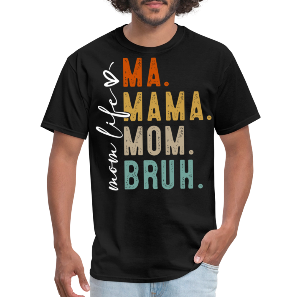 Retro Vintage Mom Life Tee Mom Bruh Meme T-shirt - black