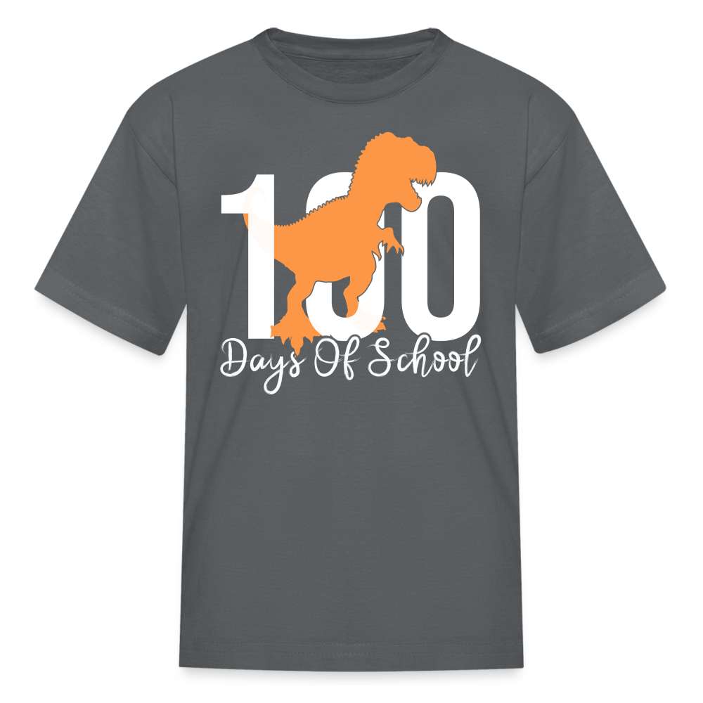 100 Days Of School Dinosaur Shirt Kindergarten Milestone Kids T-shirt - charcoal