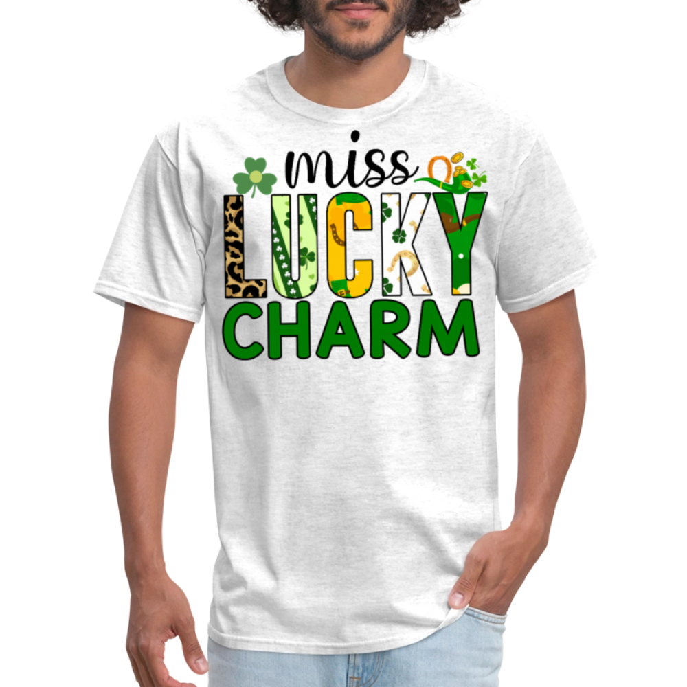 Miss Lucky Charm St Patrick’s Day T-shirt - light heather gray
