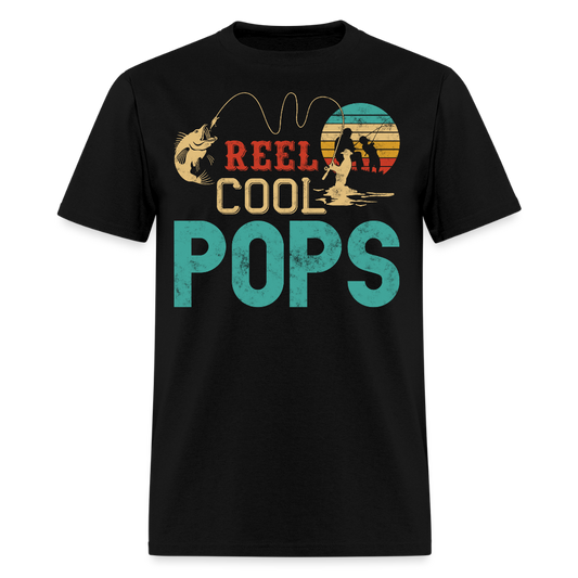 Reel Cool Pops Fishing Father's Day Gift For Fisherman Dad T-shirt - black