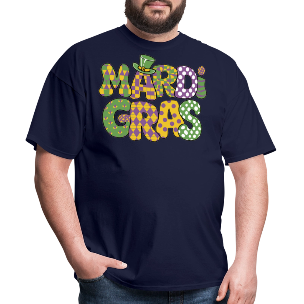 Colorful Mardi Gras Graphic Tee For Fat Tuesday Unisex T-Shirt - navy