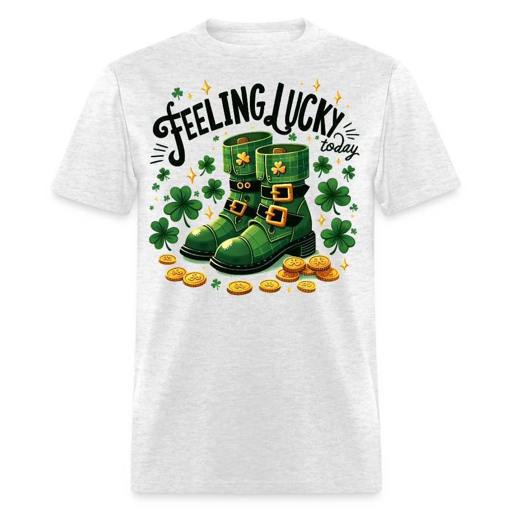 Green Shamrock Boots St Patrick’s Day Lucky T-shirt - light heather gray