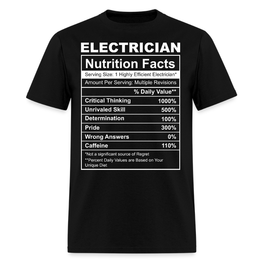 Funny Electrician Nutrition Facts T-Shirt - black