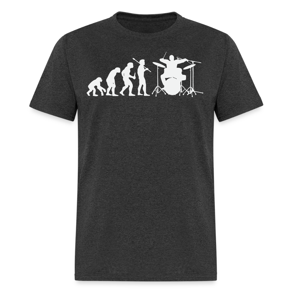 Evolution Of Man Funny Drummer T-shirt - heather black