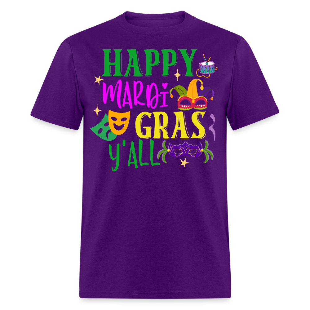 Funny Mardi Gras Y'all Graphic Unisex Classic T-shirt - purple