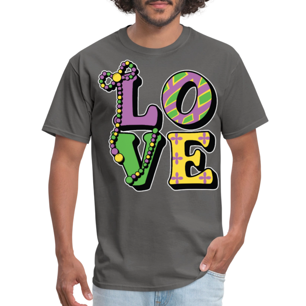 Mardi Gras Love Tee For Men Women New Orleans Festival T-shirt - charcoal