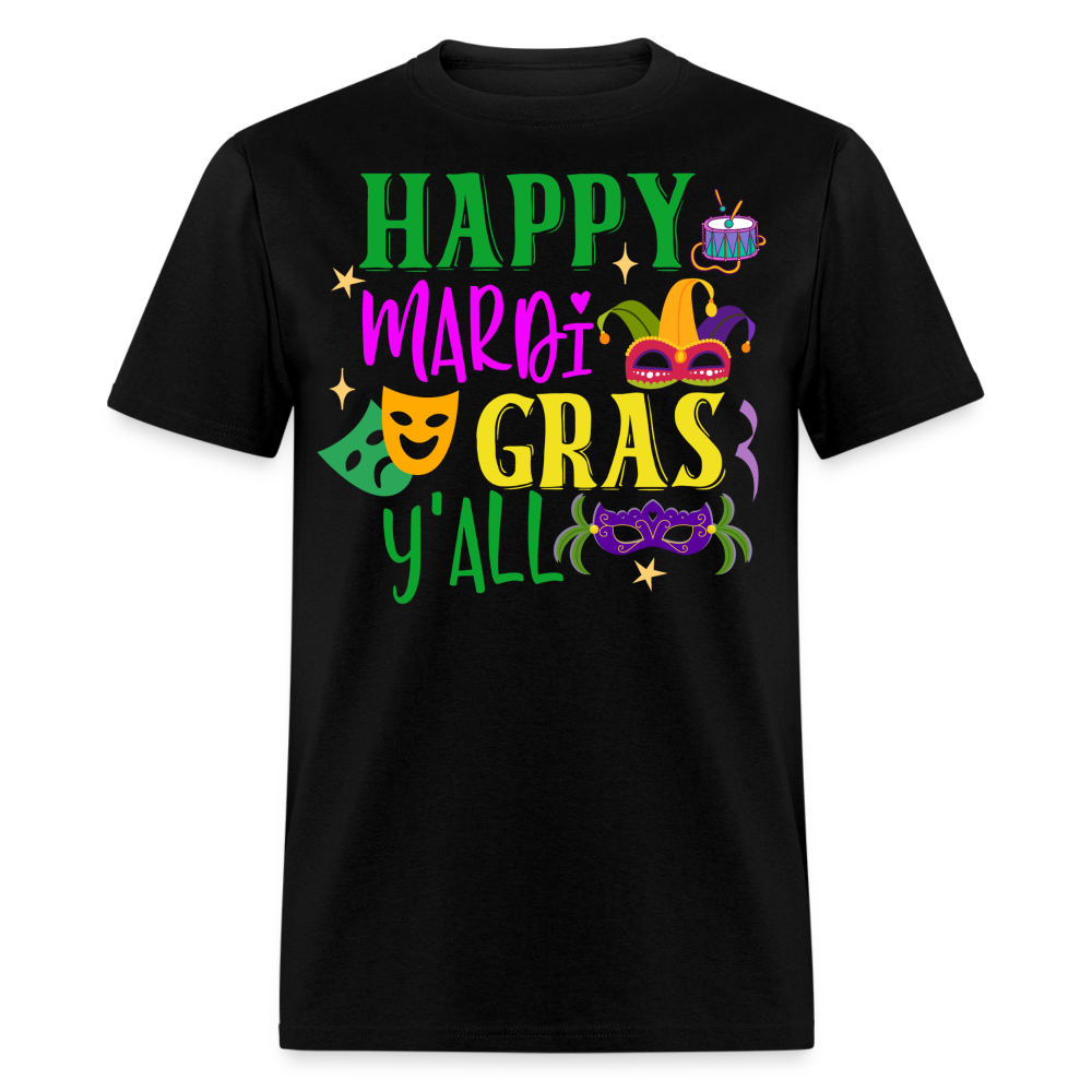 Funny Mardi Gras Y'all Graphic Unisex Classic T-shirt - black