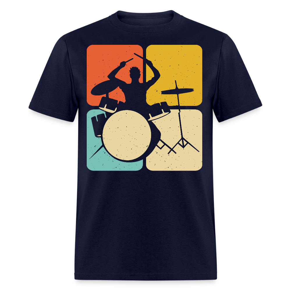 Retro Drum Set Cool Drummer T-shirt - navy