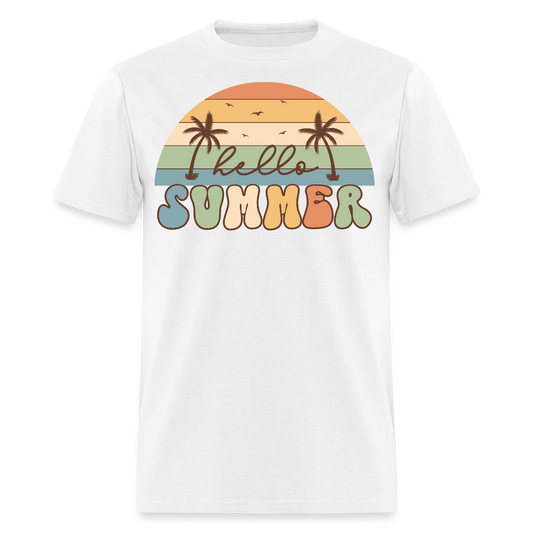 Retro Summer Tee Palm Tree Sunset T-shirt - white