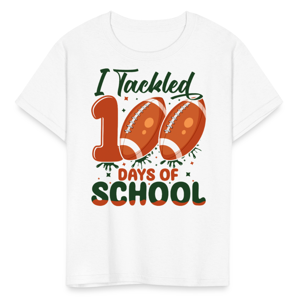 I Tackled 100 Days Of School Shirt Smarter Football Kids T-Shirt - white