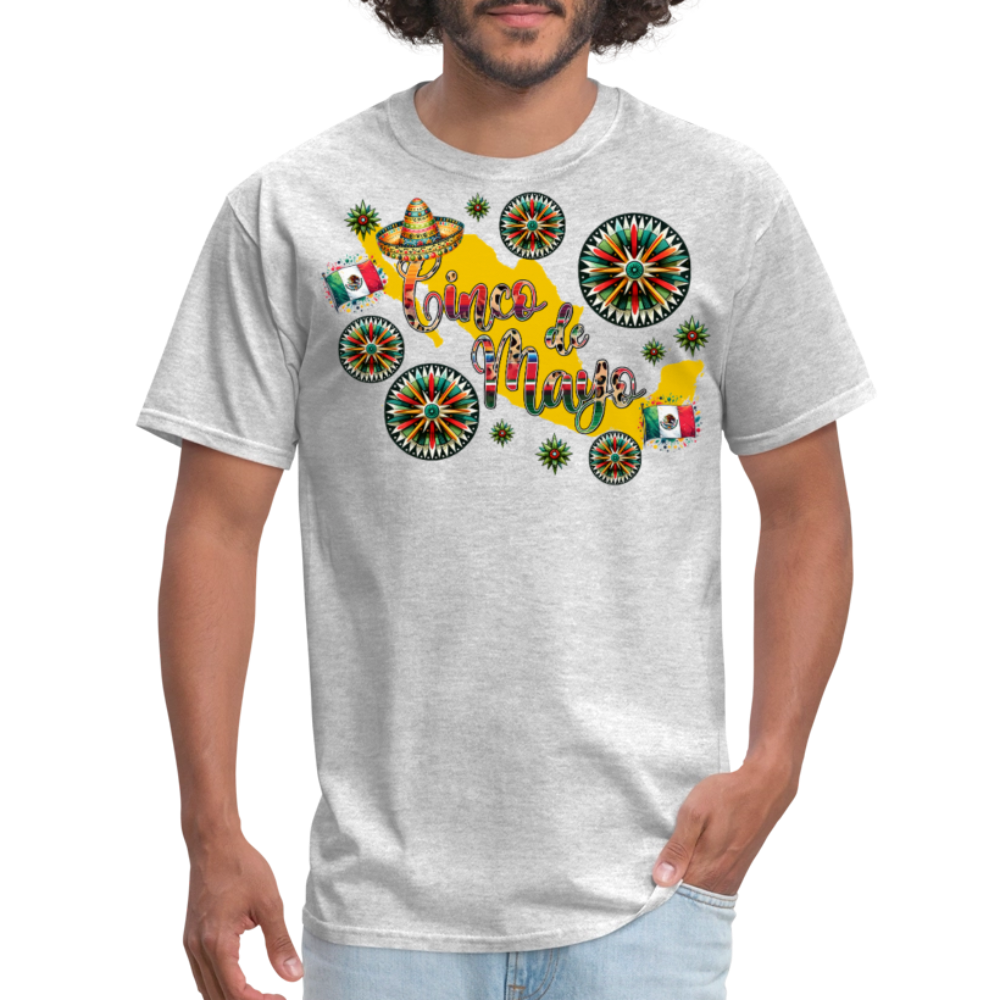 Mexican Pride Tee For Cinco De Mayo Mexico Map Graphic T-shirt - heather gray