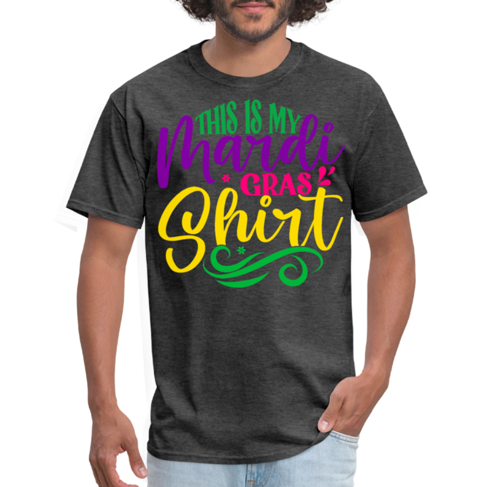 Colorful Mardi Gras T-shirt for Fat Tuesday - heather black