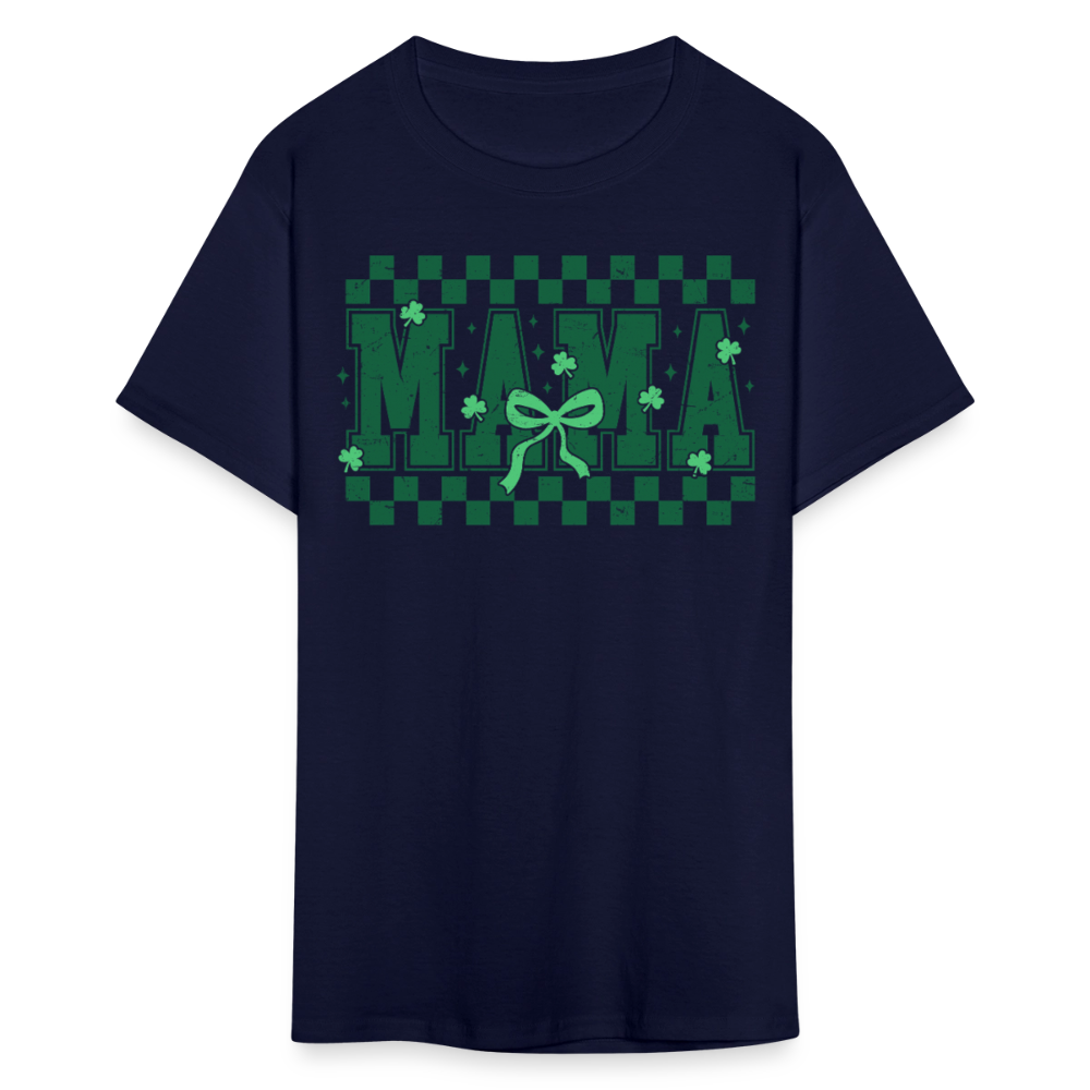 Distressed Lucky Mama Clover St. Patrick's Day Gift Tee - navy