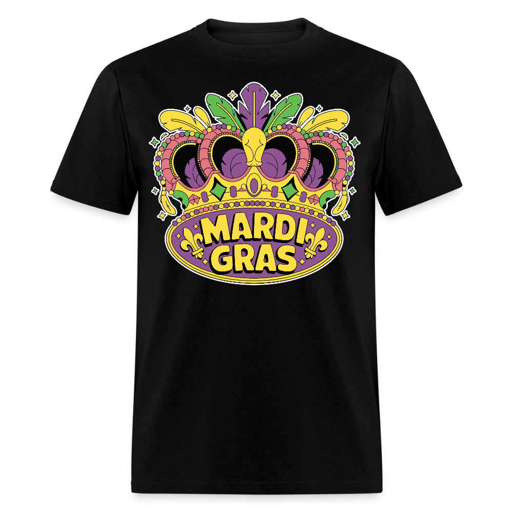 Mardi Gras Graphic Tee For Parties Colorful Mardi Gras Crown T-shirt - black