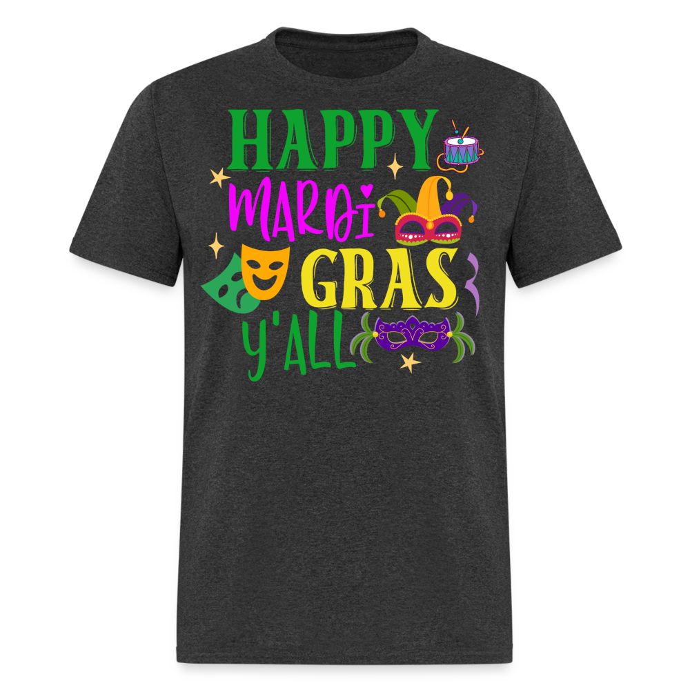 Funny Mardi Gras Y'all Graphic Unisex Classic T-shirt - heather black