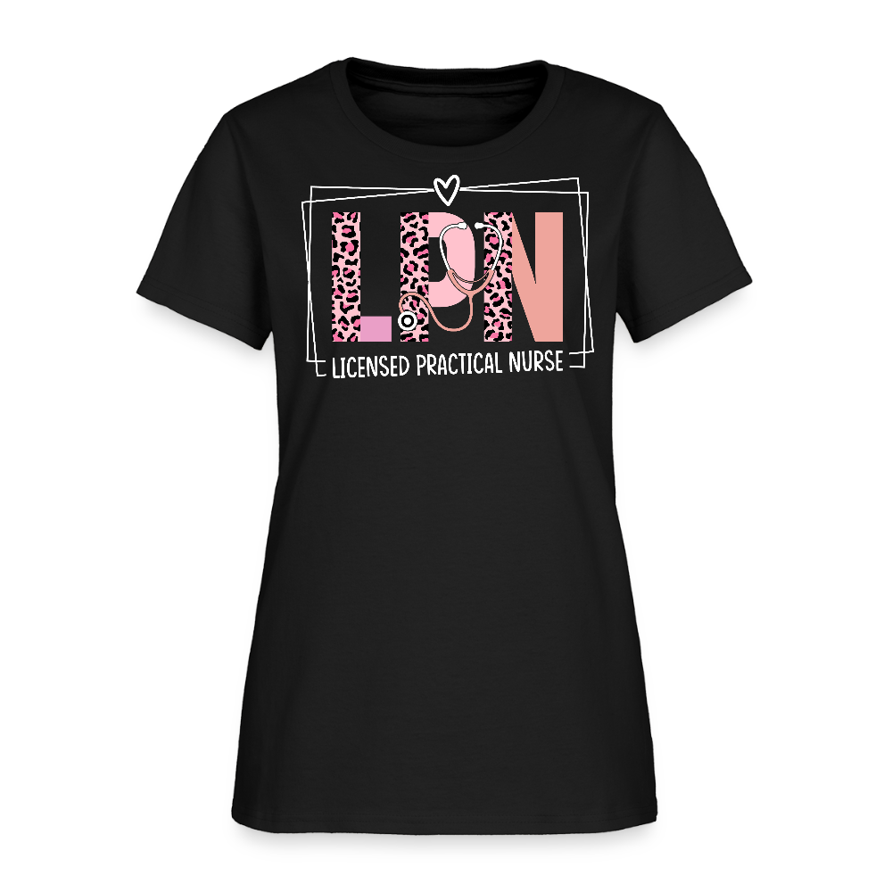 LPN Licensed Practical Nurse Leopard Print T-Shirt - black