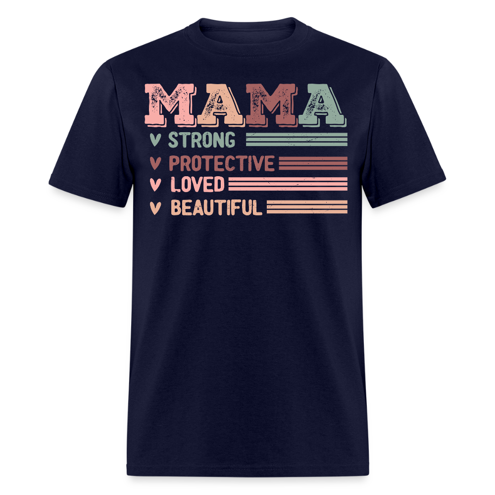 Vintage Mama Strong Protective Loved Beautiful T-shirt - navy