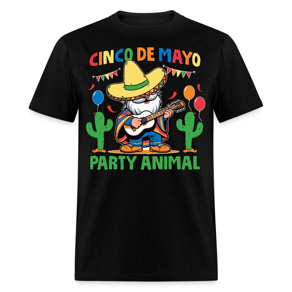 Cinco De Mayo Party Animal Funny Mexican Fiesta Gnome T-shirt - black