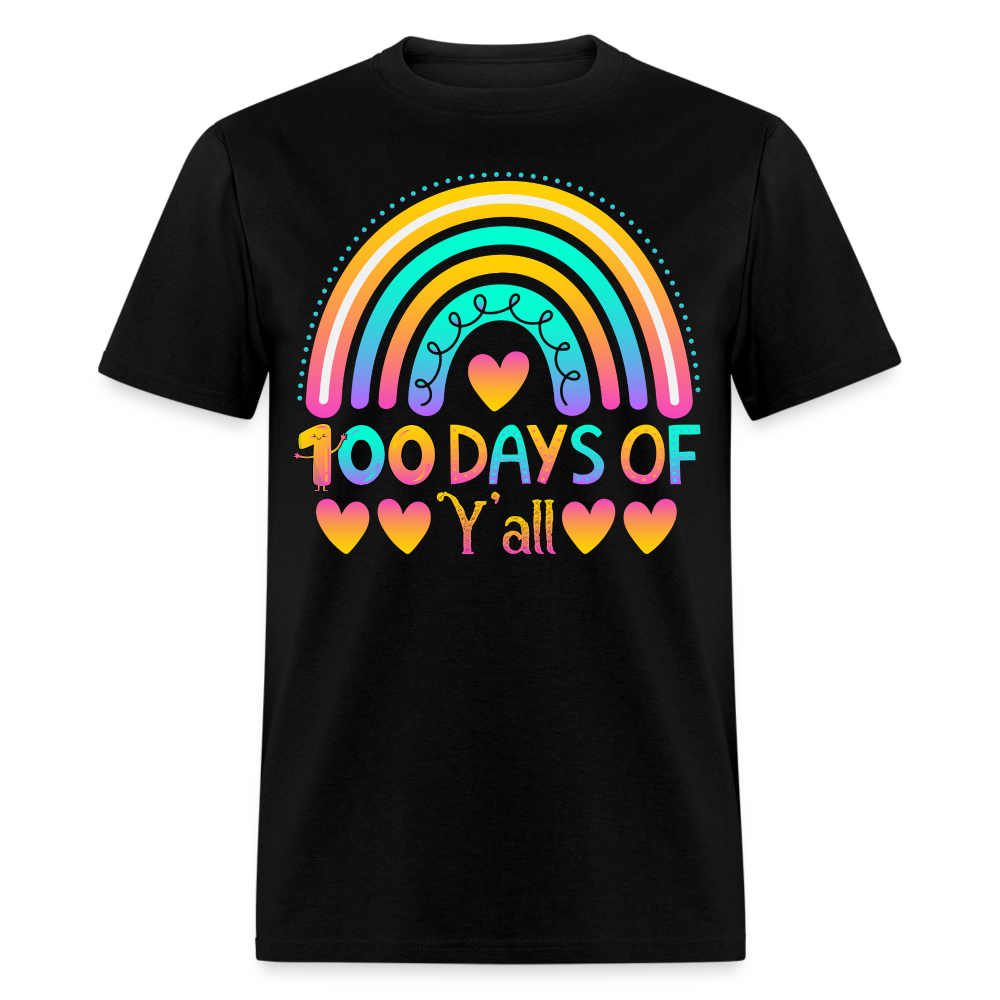 100 Days of School Shirt Rainbow & Hearts Design for Teachers Unisex T-Shirt - black