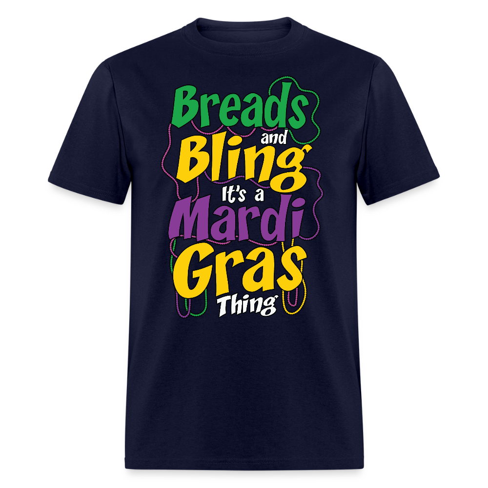 Beads And Bling Mardi Gras Colorful Festive T-shirt - navy