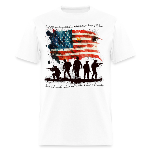 Honor And Remember Military Patriotic Memorial Day T-Shirt - white
