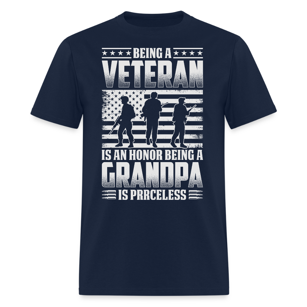 Being A Veteran Is An Honor Being A Grandpa Is Priceless T-Shirt - navy