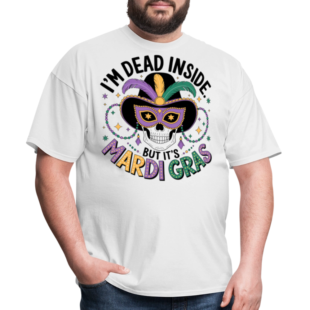 Skeleton Masquerade Party Tee Dead Inside But It’s Mardi Gras T-shirt - white